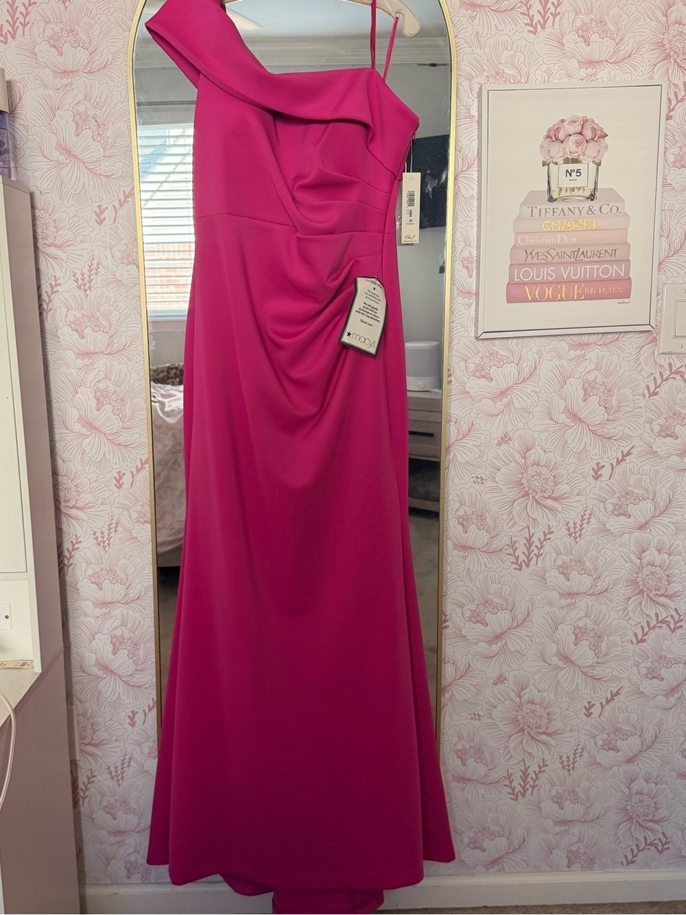 Eliza J One-Shoulder Fuchsia Formal Gown